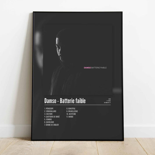 Poster Damso - Batterie faible - Top Frame